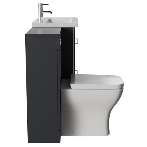 Napoli 390 Gloss Grey 1100mm 2 Drawer Vanity Unit Toilet Suite with Glide Basin Side View