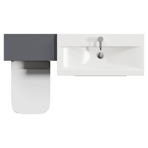 Napoli 390 Gloss Grey 1300mm 2 Drawer Vanity Unit Toilet Suite with Glide Basin Top View