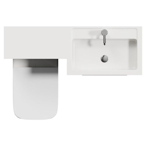 Napoli 390 Gloss Grey 1100mm 2 Drawer Vanity Unit Toilet Suite with Square Right Hand Lucia Basin Top View