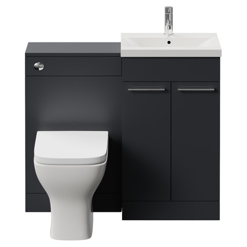 Napoli 390 Gloss Grey 1000mm 2 Door Vanity Unit Toilet Suite with Glide Basin Front View
