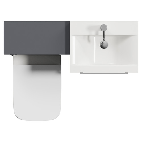 Napoli 390 Gloss Grey 1000mm 2 Drawer Vanity Unit Toilet Suite with Glide Basin Top View