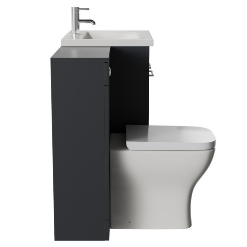 Napoli 460 Gloss Grey 1100mm 2 Door Vanity Unit Toilet Suite with Glide Basin Side View