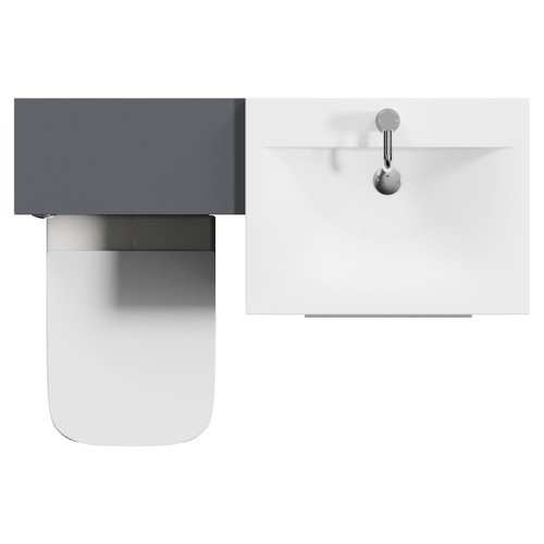 Napoli 460 Gloss Grey 1100mm 2 Drawer Vanity Unit Toilet Suite with Glide Basin Top View