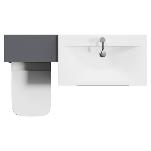 Napoli 460 Gloss Grey 1300mm 2 Drawer Vanity Unit Toilet Suite with Glide Basin Top View