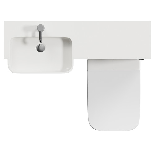 Napoli 250 Gloss Grey 1000mm 2 Door Vanity Unit Toilet Suite with Left Hand Round Rico Semi Recessed Basin Top View
