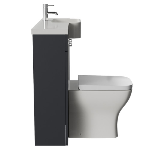 Napoli 250 Gloss Grey 1000mm 2 Door Vanity Unit Toilet Suite with Right Hand Round Rico Semi Recessed Basin Side View