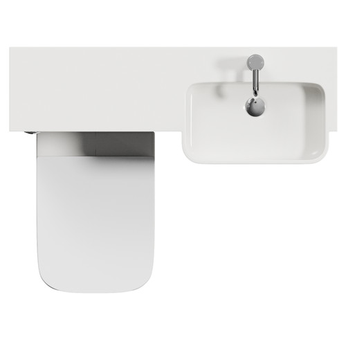 Napoli 250 Gloss Grey 1000mm 2 Door Vanity Unit Toilet Suite with Right Hand Round Rico Semi Recessed Basin Top View
