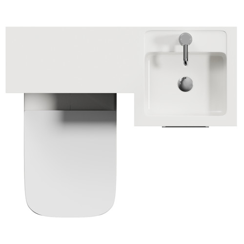 Napoli 390 Gloss Grey 900mm Single Door Vanity Unit Toilet Suite with Right Hand Square Lucia Basin Top View