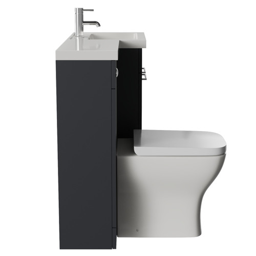Napoli 390 Gloss Grey 1000mm 2 Door Vanity Unit Toilet Suite with Right Hand Square Lucia Basin Side View