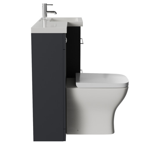Napoli 390 Gloss Grey 1000mm 2 Drawer Vanity Unit Toilet Suite with Right Hand Square Lucia Basin Side View