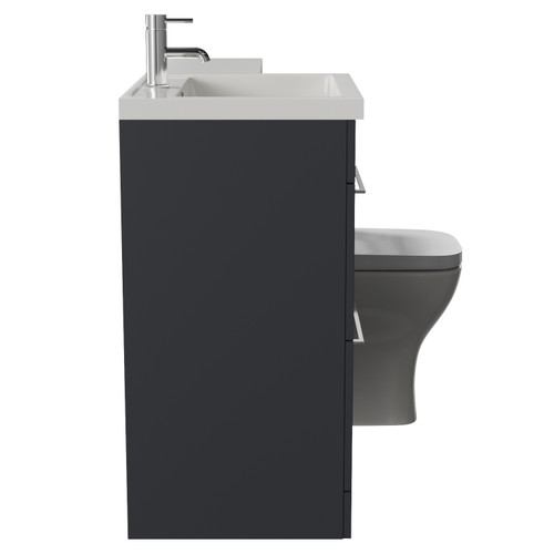 Napoli 460 Gloss Grey 1100mm 2 Drawer Vanity Unit Toilet Suite with Left Hand Square Lucia Basin Side View