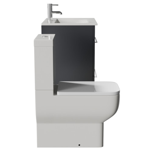 Napoli 460 Gloss Grey 600mm 2 Drawer Vanity Unit and Tacoma Comfort Height Toilet Suite with Angel Basin Side View