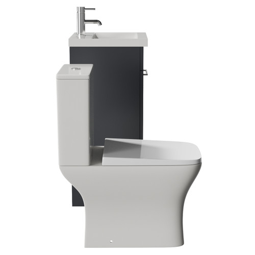Napoli 390 Gloss Grey 400mm Single Door Vanity Unit and Kingston Toilet Suite with Glide Basin Side View
