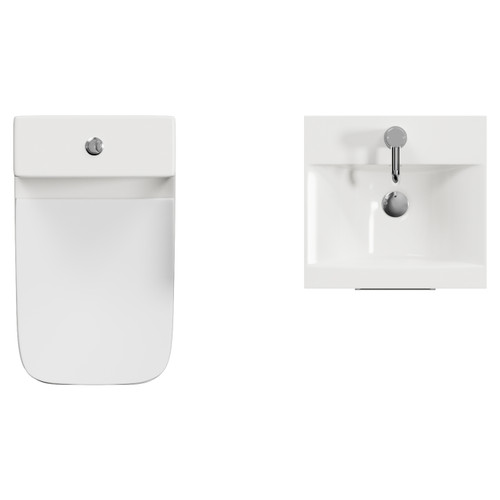 Napoli 390 Gloss Grey 400mm Single Door Vanity Unit and Kingston Toilet Suite with Glide Basin Top View