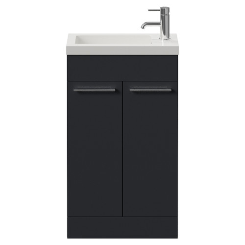 Napoli 250 Gloss Grey 500mm 2 Door Vanity Unit with Square Silvo Basin Front View
