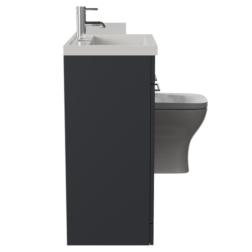 Napoli 390 Gloss Grey 1500mm 3 Door Vanity Unit Toilet Suite with Left Hand Square Lucia Basin Side View