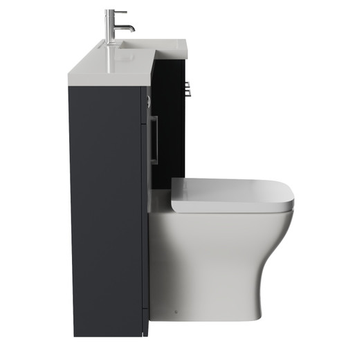 Napoli 390 Gloss Grey 1500mm 3 Door Vanity Unit Toilet Suite with Right Hand Square Lucia Basin Side View