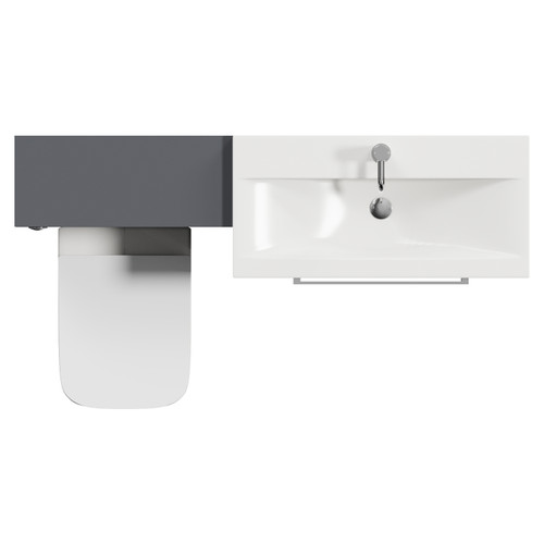 Napoli 390 Cento Gloss Grey 1400mm 2 Drawer Vanity Unit Toilet Suite with Glide Basin Top View