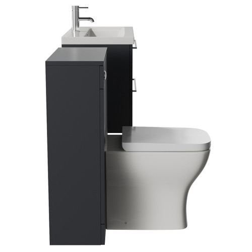 Napoli 390 Cento Gloss Grey 1400mm Wall Mounted 2 Drawer Vanity Unit and Toilet Suite with Glide Basin Side View