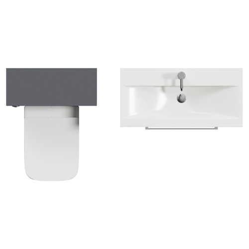 Napoli 390 Cento Gloss Grey 1400mm Wall Mounted 2 Drawer Vanity Unit and Toilet Suite with Glide Basin Top View
