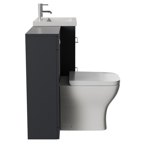Napoli 390 Cento Gloss Grey 1100mm 2 Drawer Vanity Unit Toilet Suite with Glide Basin Side View