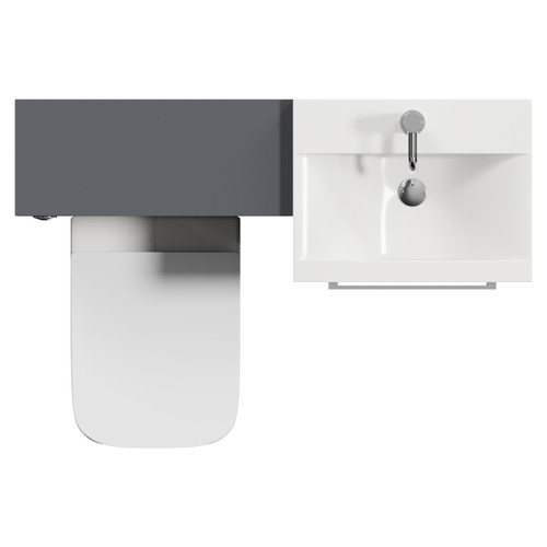 Napoli 390 Cento Gloss Grey 1100mm 2 Drawer Vanity Unit Toilet Suite with Glide Basin Top View