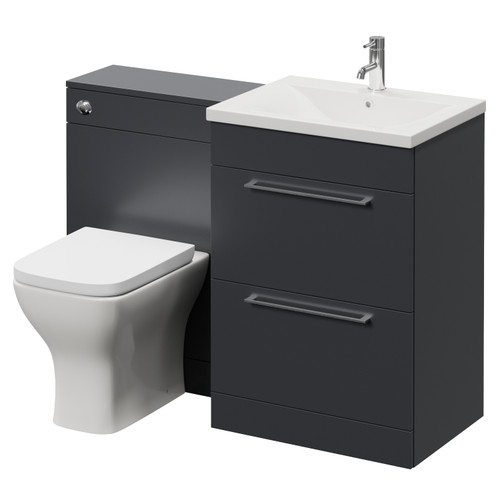 Napoli 460 Cento Gloss Grey 1200mm 2 Drawer Vanity Unit Toilet Suite with Glide Basin Right Hand View