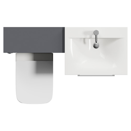 Napoli 460 Cento Gloss Grey 1200mm 2 Drawer Vanity Unit Toilet Suite with Glide Basin Top View