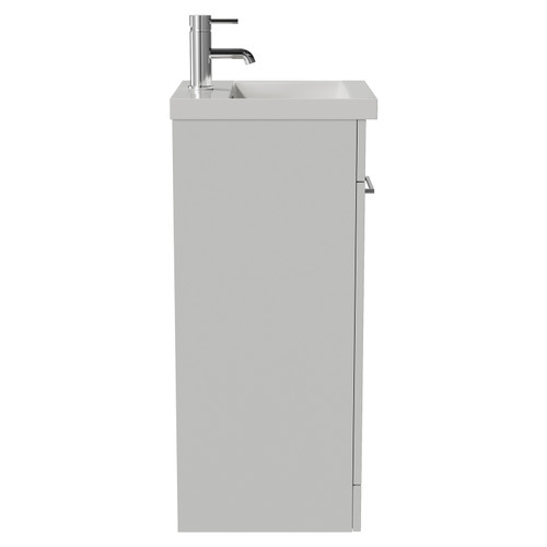 Napoli 390 Gloss Grey Pearl 400mm Single Door Vanity Unit with Glide Basin Side View