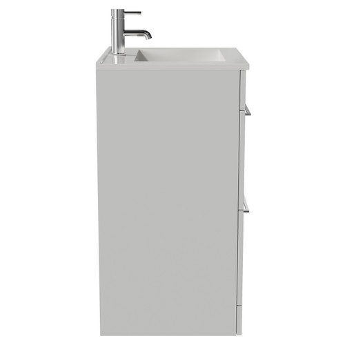 Napoli 460 Gloss Grey Pearl 600mm 2 Drawer Vanity Unit with Angel Basin Side View