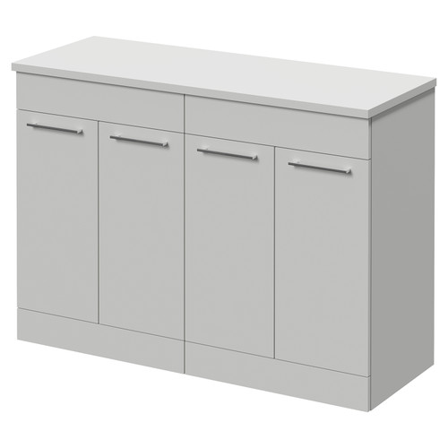 Napoli 460 Gloss Grey Pearl 1200mm 4 Door Vanity Unit for Countertop Basins Right Hand View