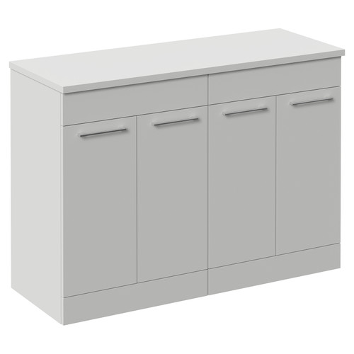 Napoli 460 Gloss Grey Pearl 1200mm 4 Door Vanity Unit for Countertop Basins Left Hand View