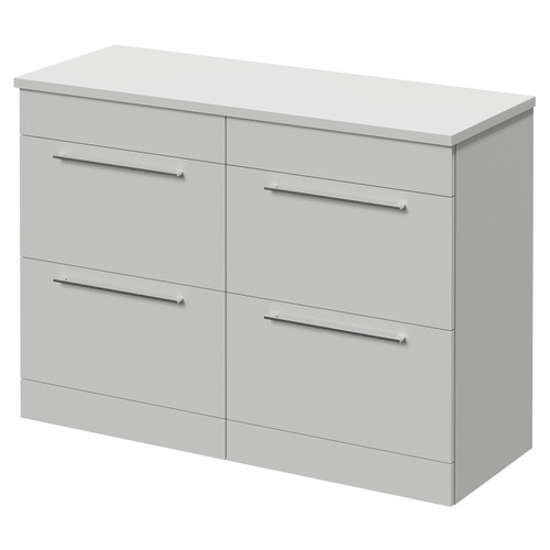 Napoli 460 Gloss Grey Pearl 1200mm 4 Drawer Vanity Unit for Countertop Basins Right Hand View
