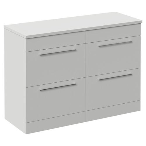 Napoli 460 Gloss Grey Pearl 1200mm 4 Drawer Vanity Unit for Countertop Basins Left Hand View
