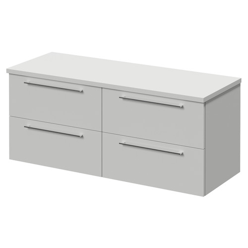 Napoli 460 Gloss Grey Pearl 1200mm Wall Mounted 4 Drawer Vanity Unit for Countertop Basins Right Hand View