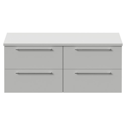 Napoli 460 Gloss Grey Pearl 1200mm Wall Mounted 4 Drawer Vanity Unit for Countertop Basins Front View