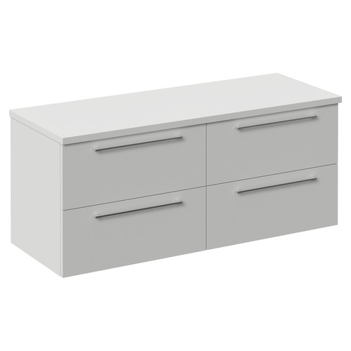 Napoli 460 Gloss Grey Pearl 1200mm Wall Mounted 4 Drawer Vanity Unit for Countertop Basins Left Hand View