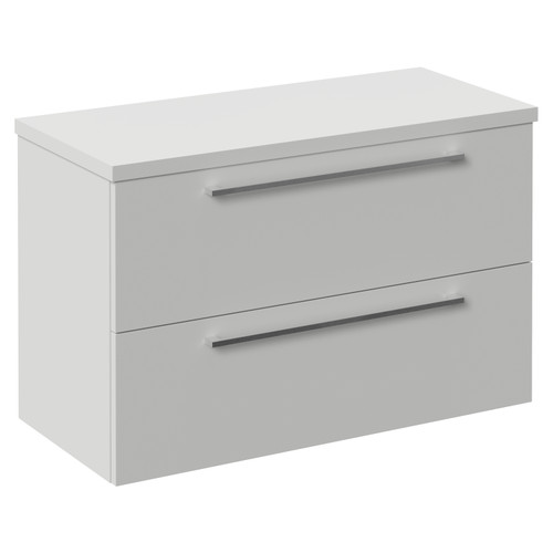 Napoli 390 Gloss Grey Pearl 800mm Wall Mounted 2 Drawer Vanity Unit for Countertop Basins Left Hand View