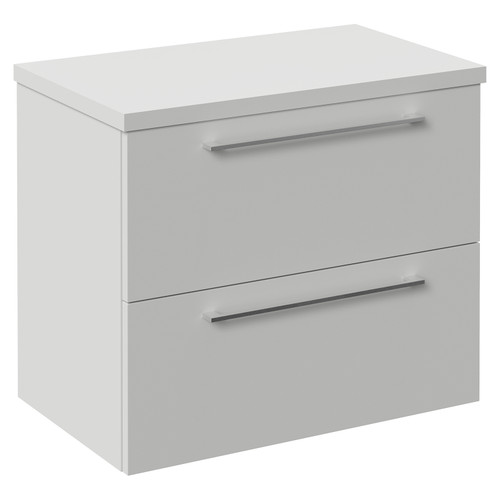 Napoli 390 Gloss Grey Pearl 600mm Wall Mounted 2 Drawer Vanity Unit for Countertop Basins Left Hand View