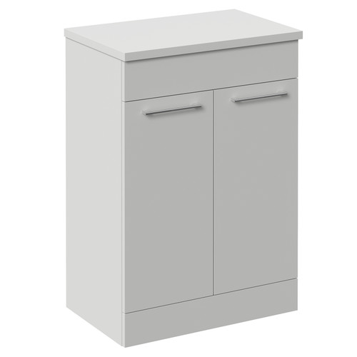 Napoli 390 Gloss Grey Pearl 600mm 2 Door Vanity Unit for Countertop Basins Left Hand View