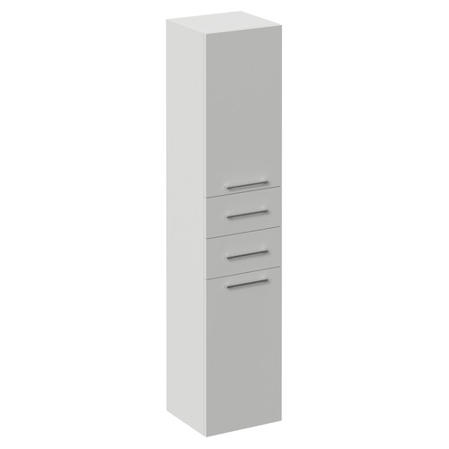 Napoli Gloss Grey Pearl 350mm x 1600mm Wall Mounted Storage Unit Left Hand View