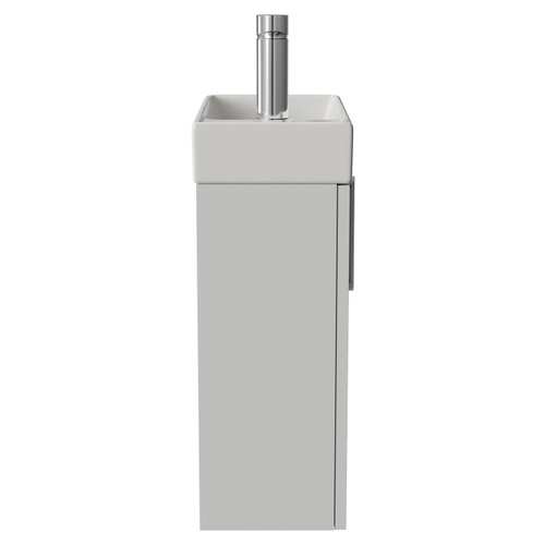Napoli Cube Gloss Grey Pearl 400mm Wall Mounted Single Door Vanity Unit with Align Basin Side View