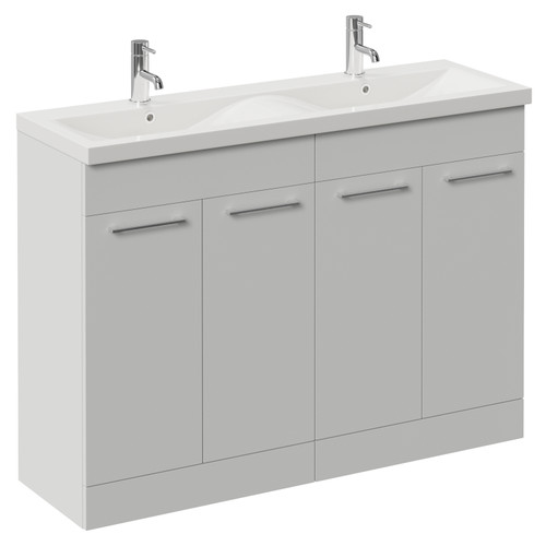 Napoli 390 Gloss Grey Pearl 1200mm 4 Door Vanity Unit with Double Glide Basins Left Hand View