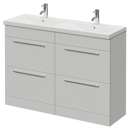 Napoli 390 Gloss Grey Pearl 1200mm 4 Drawer Vanity Unit with Double Glide Basins Right Hand View