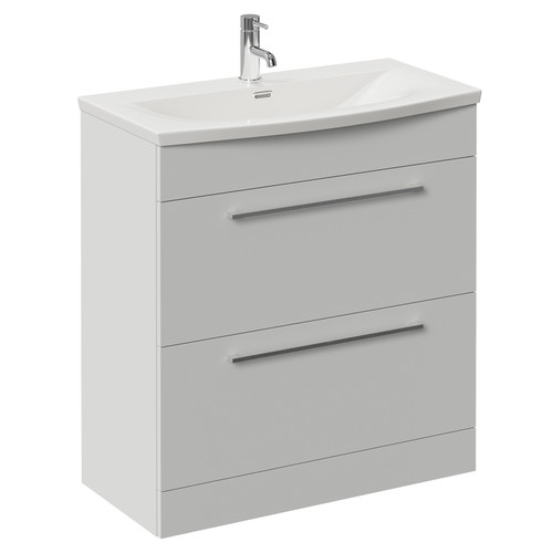 Napoli 390 Gloss Grey Pearl 800mm 2 Drawer Vanity Unit with Arc Basin Left Hand View