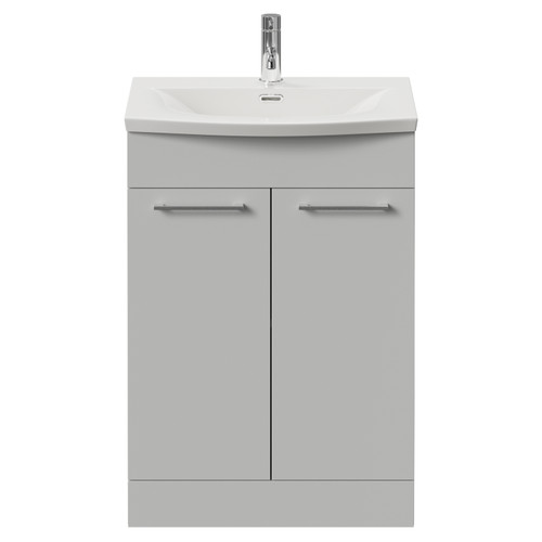 Napoli 390 Gloss Grey Pearl 600mm 2 Door Vanity Unit with Arc Basin Front View