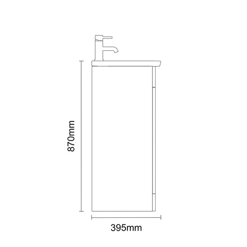 Napoli 390 Gloss Grey Pearl 600mm 2 Door Vanity Unit with Arc Basin Side on Dimensions
