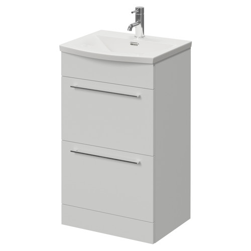 Napoli 390 Gloss Grey Pearl 500mm 2 Drawer Vanity Unit with Arc Basin Right Hand View