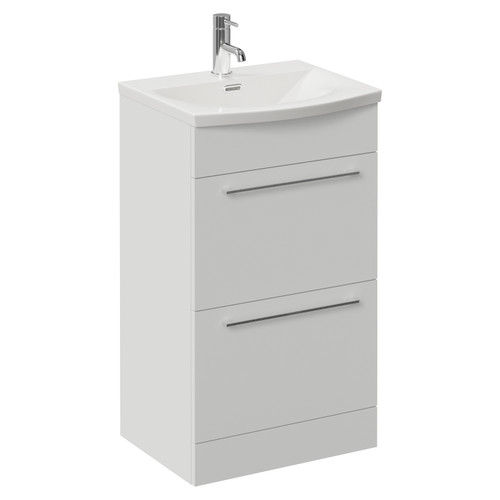 Napoli 390 Gloss Grey Pearl 500mm 2 Drawer Vanity Unit with Arc Basin Left Hand View
