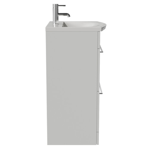 Napoli 390 Gloss Grey Pearl 500mm 2 Drawer Vanity Unit with Arc Basin Side View